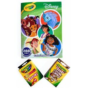CRAYOLA Big Coloring Book of Disney Animation with 2 pack Crayons NEW